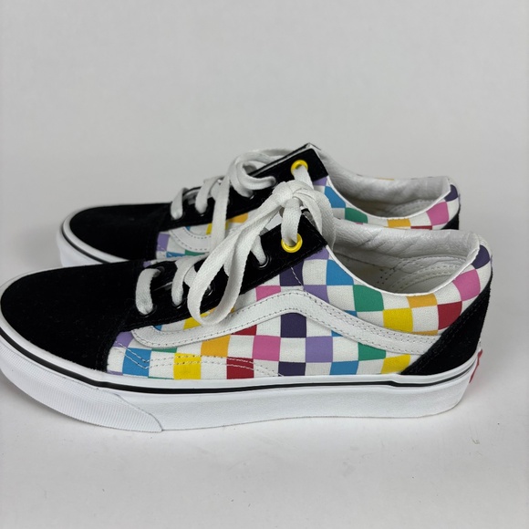 Vans Old School Black Multicolor Checkered Shoes/Sneakers Sizes Wo 7.5 /  Men 6 - Picture 4 of 9